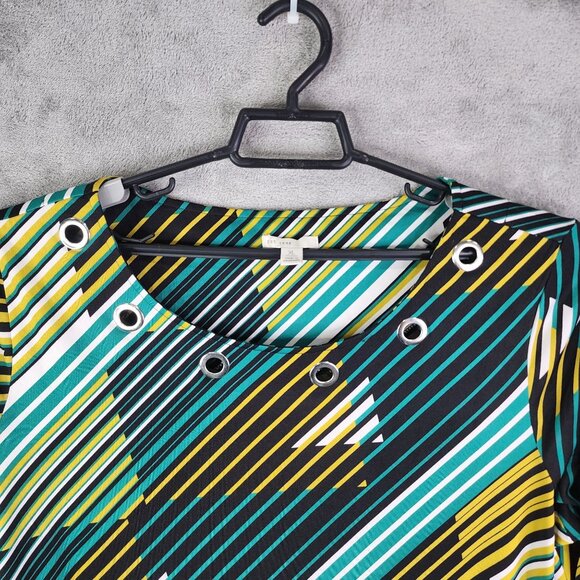 Women's Colorful Striped Blouse Top Grommet Detail Est. 1946 Long Sleeve XL - Picture 4 of 10